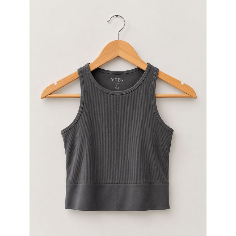 Abercrombie YPB Ribbed Tank Top Women's Small Gray Athletic Crop